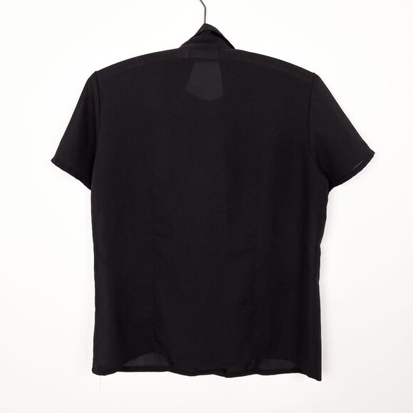Gloria Vanderbilt Womens Black Sheer Button-Up Blouse Short Sleeve Size Medium - Picture 5 of 5